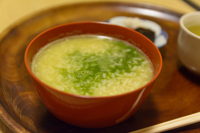 茶粥 (translated "tea porridge"): "Whispers of Green Serenity"