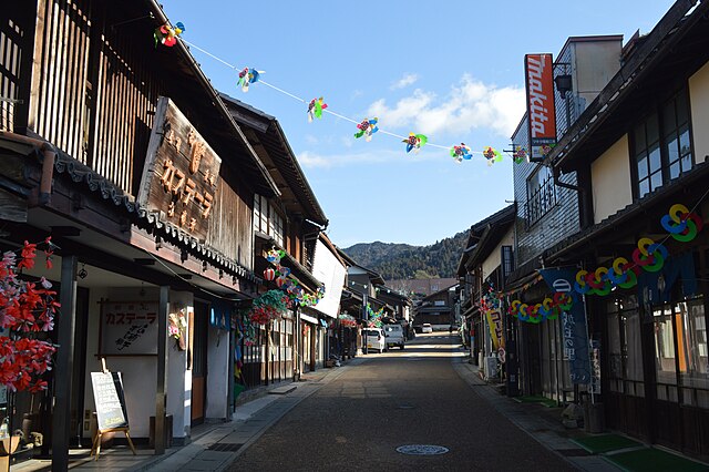 Lattice Shadows and Castle Steps on Iwamura's Main Street